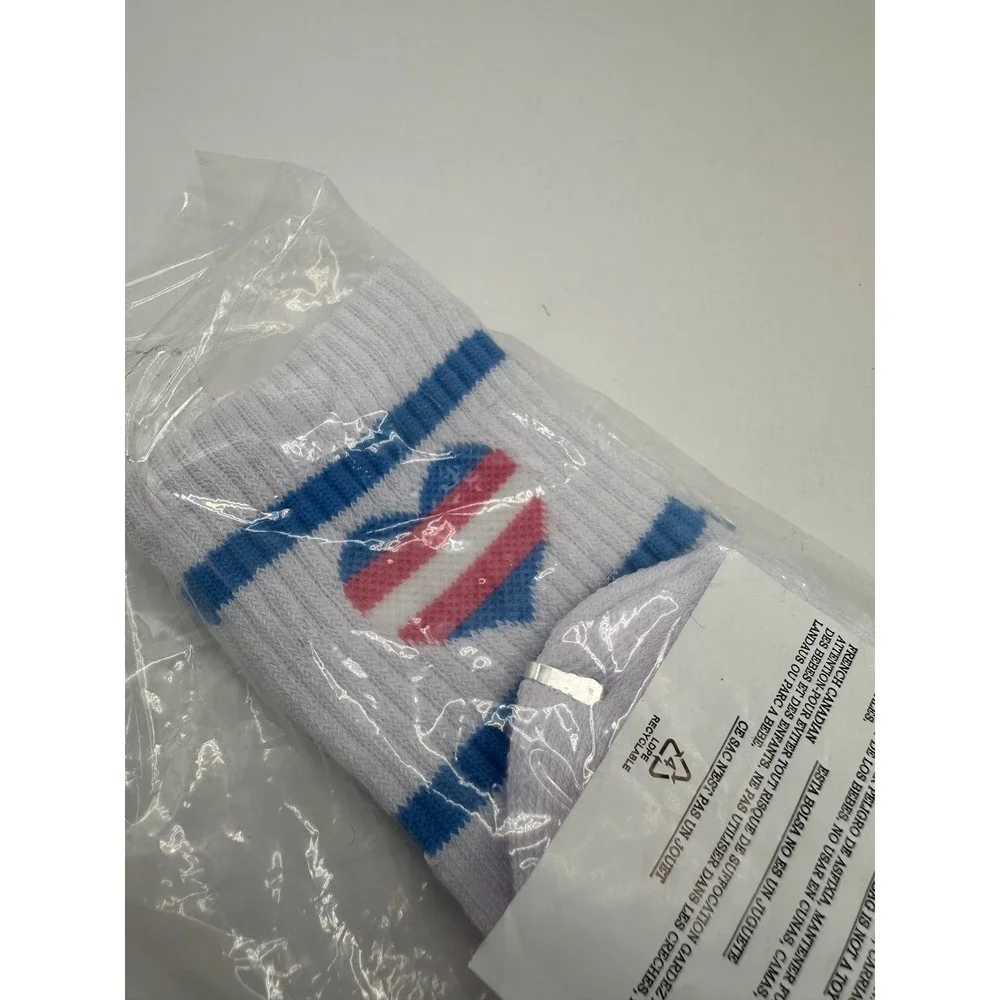 NWT Hot Topic Transgender Heart Crew Socks Pink White Blue LGBTQ+ Pride